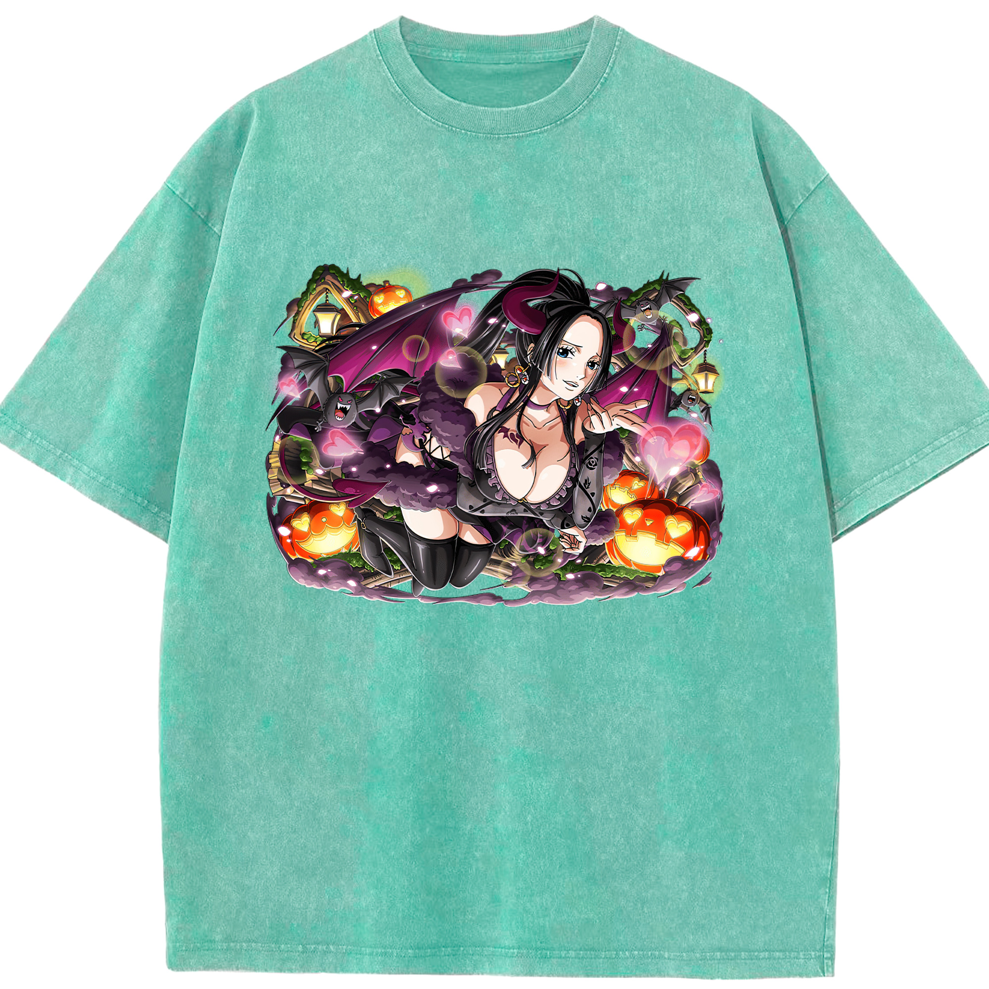 ワンピース ボア・ハンコック ONE PIECE Boa·Hancock 綿100% ヴィンテージ風 半袖Tシャツ（フロントプリント）